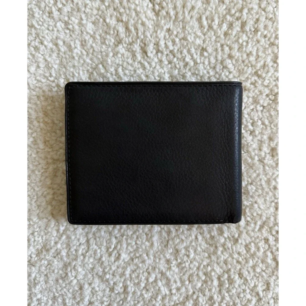 Haggar Mens Black Genuine Leather L-Fold Pocket Mate Wallet - New In Box